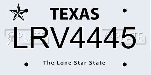 LRV4445 Texas License Plate