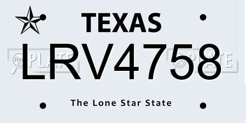 LRV4758 Texas License Plate
