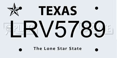 LRV5789 Texas License Plate