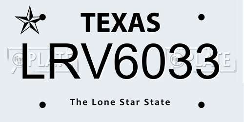 LRV6033 Texas License Plate