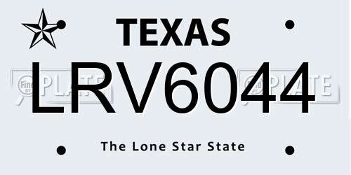 LRV6044 Texas License Plate