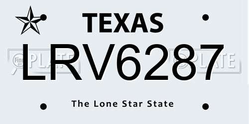 LRV6287 Texas License Plate