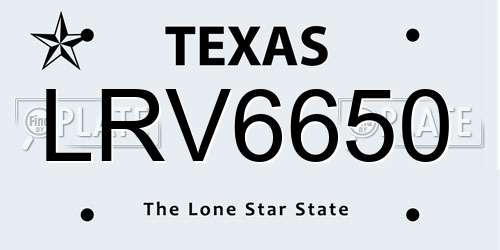 LRV6650 Texas License Plate