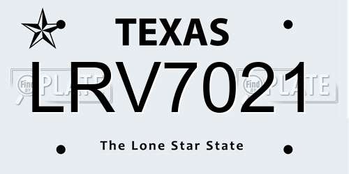 LRV7021 Texas License Plate