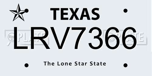 LRV7366 Texas License Plate