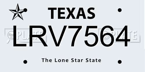 LRV7564 Texas License Plate