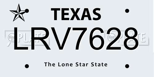 LRV7628 Texas License Plate