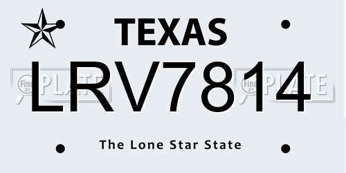 LRV7814 Texas License Plate