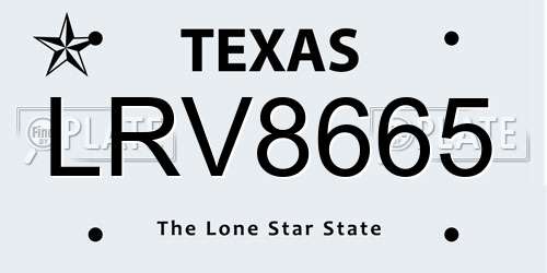 LRV8665 Texas License Plate