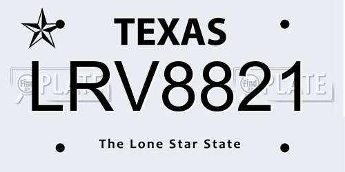 LRV8821 Texas License Plate