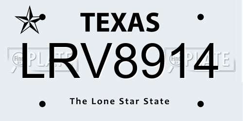 LRV8914 Texas License Plate