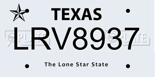 LRV8937 Texas License Plate