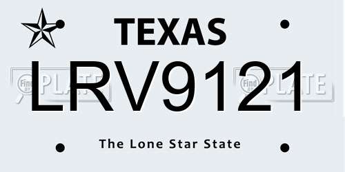 LRV9121 Texas License Plate