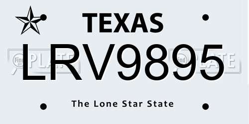 LRV9895 Texas License Plate