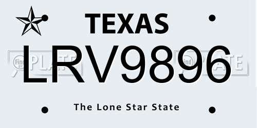 LRV9896 Texas License Plate