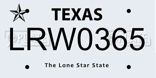 LRW0365 Texas License Plate