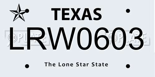 LRW0603 Texas License Plate