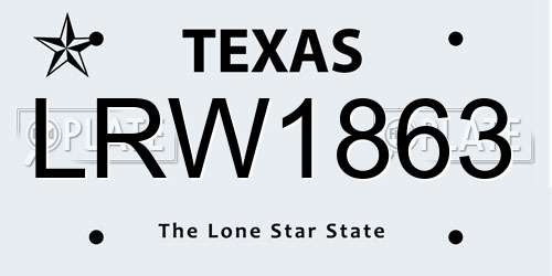 LRW1863 Texas License Plate