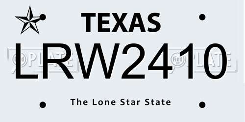 LRW2410 Texas License Plate