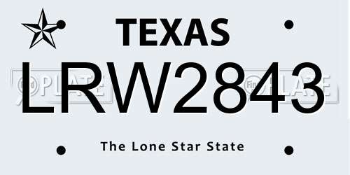 LRW2843 Texas License Plate