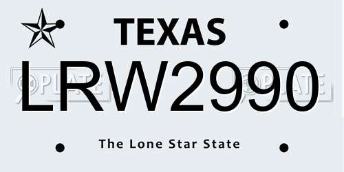 LRW2990 Texas License Plate