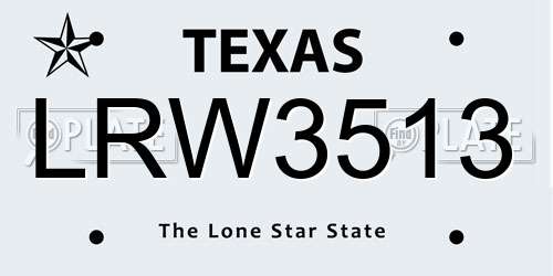 LRW3513 Texas License Plate