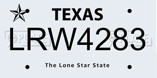 LRW4283 Texas License Plate