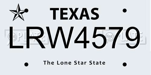 LRW4579 Texas License Plate