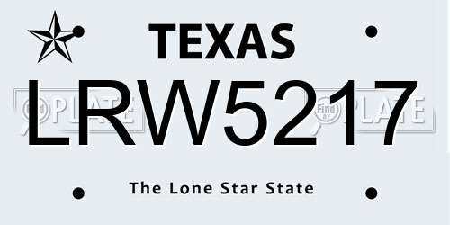 LRW5217 Texas License Plate