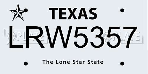 LRW5357 Texas License Plate