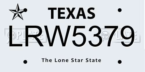 LRW5379 Texas License Plate