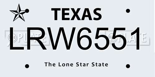 LRW6551 Texas License Plate
