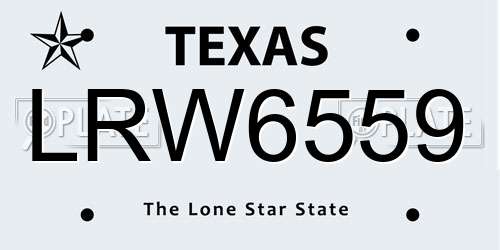 LRW6559 Texas License Plate