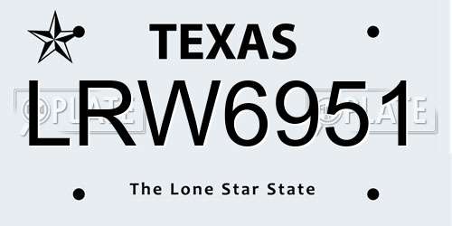 LRW6951 Texas License Plate