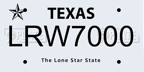 LRW7000 Texas License Plate