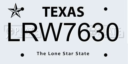 LRW7630 Texas License Plate