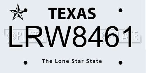 LRW8461 Texas License Plate