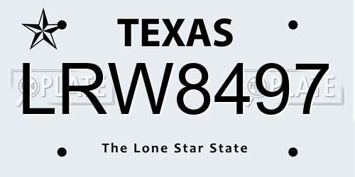 LRW8497 Texas License Plate
