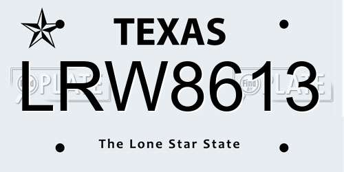 LRW8613 Texas License Plate