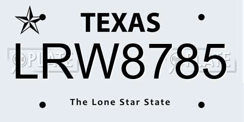 LRW8785 Texas License Plate