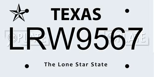 LRW9567 Texas License Plate