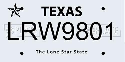 LRW9801 Texas License Plate