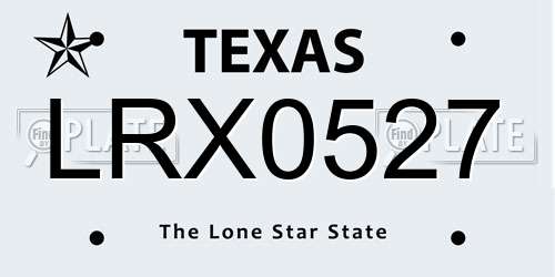 LRX0527 Texas License Plate