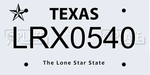 LRX0540 Texas License Plate