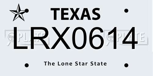 LRX0614 Texas License Plate