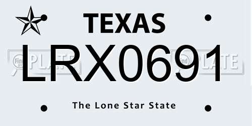 LRX0691 Texas License Plate