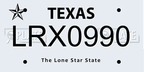 LRX0990 Texas License Plate