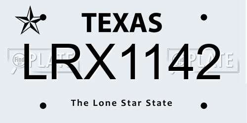 LRX1142 Texas License Plate