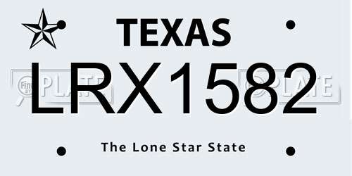 LRX1582 Texas License Plate