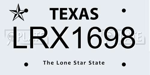 LRX1698 Texas License Plate